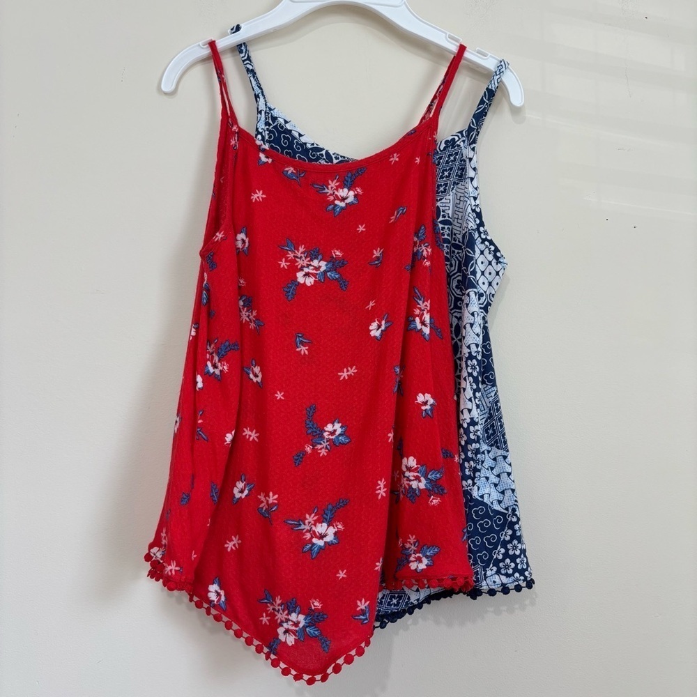 Epic Threads Junior Girls Geometric Floral blue red 2pcs Tank Top Camisoles